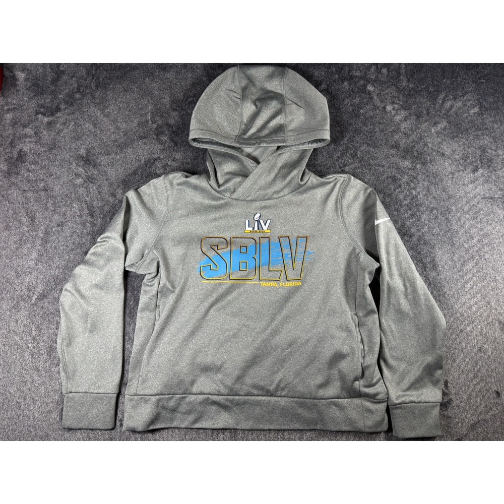 Nike Super Bowl LVI Hoodie Youth Small Gray Los Angeles Ca Pullover Graphic NWOT